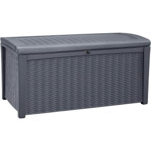 Keter Borneo Outdoor Plastic Storage Box, 110-Gallon, Anthracite, 129.5 x 70 x 62.5 cm - Borneo