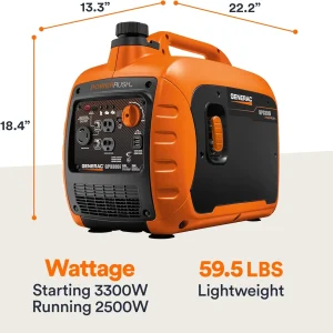 Generac Gas Powered Portable Inverter Generator, 3 300-Watt, USB Ports - 7153 GP3300i