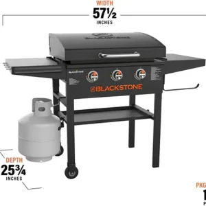 Blackstone 28-Inch 3-Burner Griddle With Hood - XL Flat Top Outdoor Grill Kit