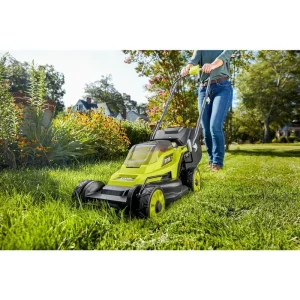 RYOBI ONE+ 18V Cordless 13 in Lawn Mower and 10 in String Trimmer Kit with 4.0 Ah Battery and Charger - P1180-4X