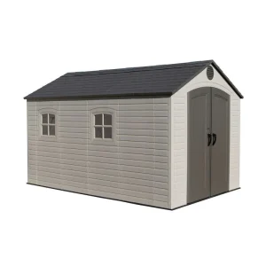 Plastic Storage Shed, 8 ft. W x 12.5 ft. D, Desert Tan And Dark Brown