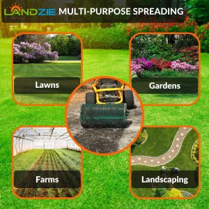 Landzie 24-Inch Walk-Behind Compost Spreader With Metal Mesh Basket