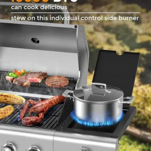 COWSAR 4-Burner Propane Gas Grill With Stainless Steel Burners, 44,000 BTU - 50.79in D x 21.65in W x 46.06in H