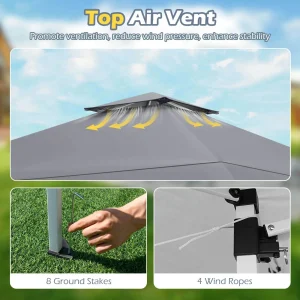 Costway Pop-Up Gazebo Outdoor Canopy Tent, 13 x 13 ft, Gray