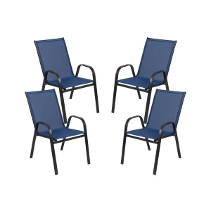 Emma + Oliver Outdoor Stack Chairs, Gray, 4 Pack, 21.25in W x 29in D x 36in H