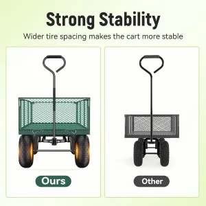 Vibemo Steel Garden Cart 2-in-1, 1400 lbs, 13 in Pneumatic Tires, Black - VB-GC02