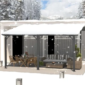 AECOJOY 14' x 10' Patio Gazebo With Roof, Dark - 168in x 120in x 98.4in