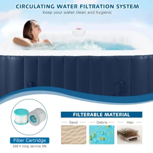 SEGMART Inflatable Hot Tub Spa, 73 inch, 4-6 Person, 130 Jets, 240 Gallon Capacity