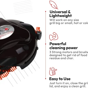 Grillbot Automatic Grill Cleaning Robot With Nylon Brushes, Black, Carry Case
