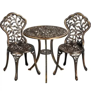 Yaheetech 3-Piece Aluminum Patio Bistro Set With 2 Chairs And Table - Antique Finish