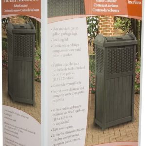 Suncast 77 Quart Resin Beverage Cart, Java, With 33 Gallon Resin Trash Can