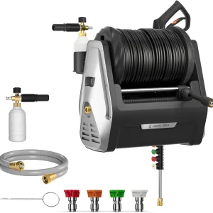 Giraffe Tools Wall Mounted Electric Pressure Washer, 1800W, 2900 PSI, 2.2 GPM, 100 ft Hose, 5 Nozzles