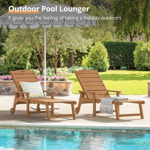 LUE BONA Outdoor Chaise Lounge Chairs Set Of 2, HDPS, 5-Position Adjustable