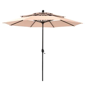 MAISON ARTS 6-Piece Patio Dining Set With 4 Adjustable Folding Chairs, Square Metal Table And 10ft Umbrella