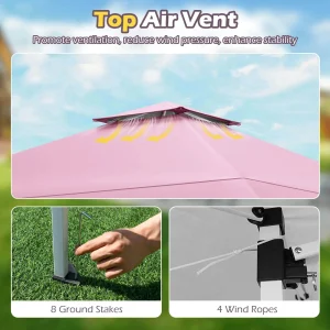 Costway Pop-Up Gazebo Outdoor Canopy Tent, 13 x 13 ft, Gray