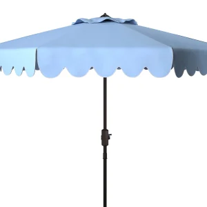 Safavieh Patio Umbrella 9' Crank Tilt Navy/White - Venice