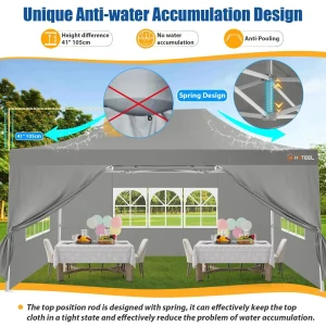 HOTEEL Heavy Duty Pop-Up Canopy Tent 10x15, 4 Sidewalls, Black