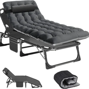 Slsy 5-Position Adjustable Folding Lounge Chair And Cot - 75.2" x 25.6" x 11.8"