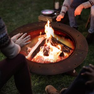 SUNCREAT 42-Inch Wood Burning Patio Fire Pit, Black, 42.1 Inch Diameter x 25.2 Inch High