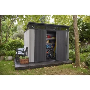 Artisan Plastic Storage Shed 9 ft W x 7.5 ft D Grey & Black - Artisan 97