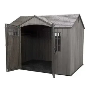 Lifetime 10 Ft x 8 Ft Reinforced Outdoor Storage Shed - Dual-Wall Polyethylene Construction