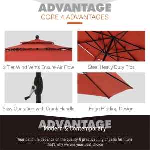 MAISON ARTS 6-Piece Patio Dining Set With 4 Adjustable Folding Chairs, Square Metal Table And 10ft Umbrella