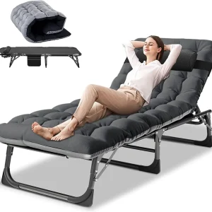 Slsy 5-Position Adjustable Folding Lounge Chair And Cot - 75.2" x 25.6" x 11.8"