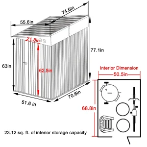 VEIKOUS Outdoor Lean-To Storage Shed 8' x 4', Grey