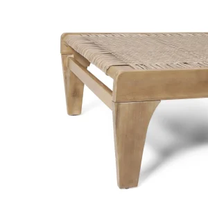 Outdoor Chaise Lounge, Single, Acacia Wood and Faux Rattan, Light Brown and Light Multibrown, 77.00 x 25.50 x 33.00 Inches - Shane