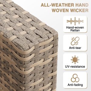 Aoxun 7-Piece Outdoor Wicker Patio Conversation Set With Thick Cushions
