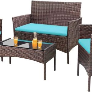 4-Piece Patio Rattan Wicker Furniture Set - T-LCRF834M18