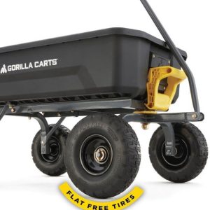 Poly Dump Garden Cart With No-Flat Tires, 7 Cubic Feet, 1200-Pound Capacity, Black - 7GCG-NF