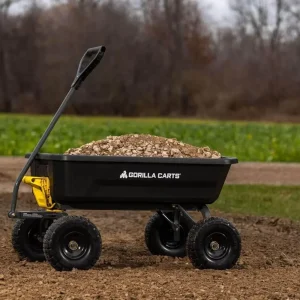 Poly Dump Garden Cart With No-Flat Tires, 7 Cubic Feet, 1200-Pound Capacity, Black - 7GCG-NF