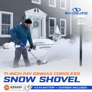 Snow Joe Cordless Electric Snow Shovel Kit 24V 4Ah Battery, Charger, 11in Clearing Width, 400W - 24V-SS11