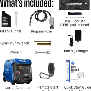 Westinghouse Tri-Fuel Portable Inverter Generator 8200 Peak Watt With Remote Electric Start - iGen8200TFc
