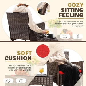4-Piece Patio Rattan Wicker Furniture Set - T-LCRF834M18