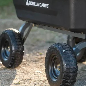 Poly Dump Garden Cart With No-Flat Tires, 7 Cubic Feet, 1200-Pound Capacity, Black - 7GCG-NF