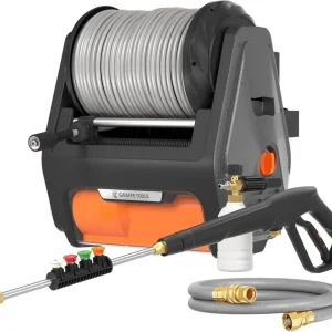 Giraffe Tools Grandfalls Wall Mounted Electric Pressure Washer, 2900 PSI, 2.2 GPM, 100ft Retractable Hose - Super 134