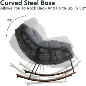 Oversized Indoor/Outdoor Rocking Egg Chair With Cushioned Upholstery