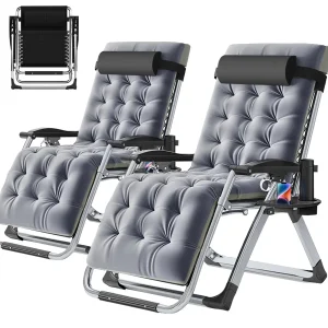 NAIZEA Zero Gravity Lawn Recliner Chairs, 2 Pack, Black