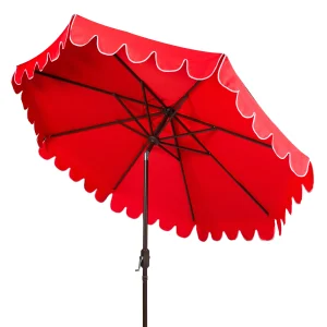 Safavieh Patio Umbrella 9' Crank Tilt Navy/White - Venice