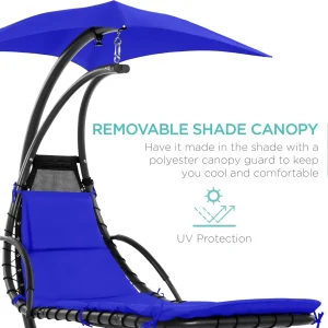 Best Choice Products Outdoor Hanging Steel Chaise Lounge Chair With Canopy, Charcoal Gray - SKY5871