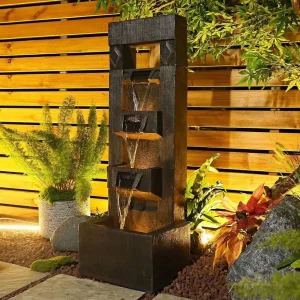 4 Floor-Standing Water Fountain With LED Lights For Garden, Patio, And Living Room