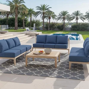 ACTREST Outdoor Seat Cushion Set, 2 Count, Navy Blue, 24 x 24 x 6 in