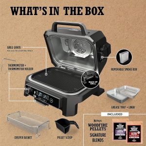 Ninja 7-in-1 Portable Electric Outdoor Grill And Smoker With Thermometer, Grey - OG751BRN