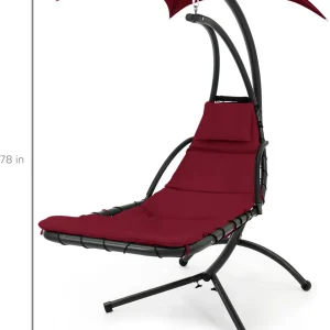 Best Choice Products Outdoor Hanging Steel Chaise Lounge Chair With Canopy, Charcoal Gray - SKY5871