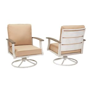 Hampton Bay Marina Point White Steel Outdoor Patio Swivel Lounge Chair With Surf Blue Cushions, 2-Pack - GC-41019-SSP