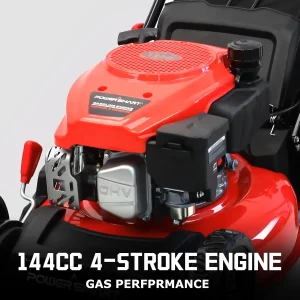PowerSmart 18 in 144cc OHV 3-In-1 Gas-Powered Walk-Behind Lawn Mower With Mulch Bag