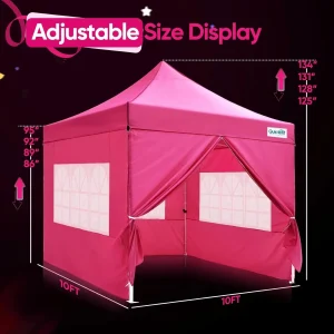 Quictent 10 x 10 ft Pop-Up Canopy Tent With Reflective Top, Fluorescent Rope And Vented Top