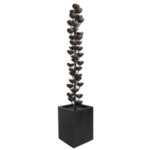 Hi-Line Tall Multi Level Zinc-Coated Metal Stacked Cups Fountain, Brown/Grey, 14 x 14 x 74